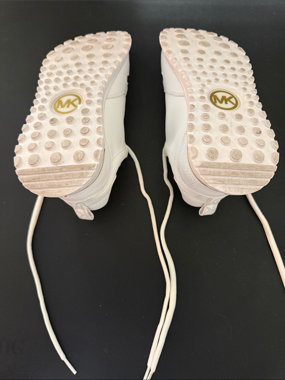 Michael Kors women White Sneakers with Gold MK Accent - Picture 2 of 4